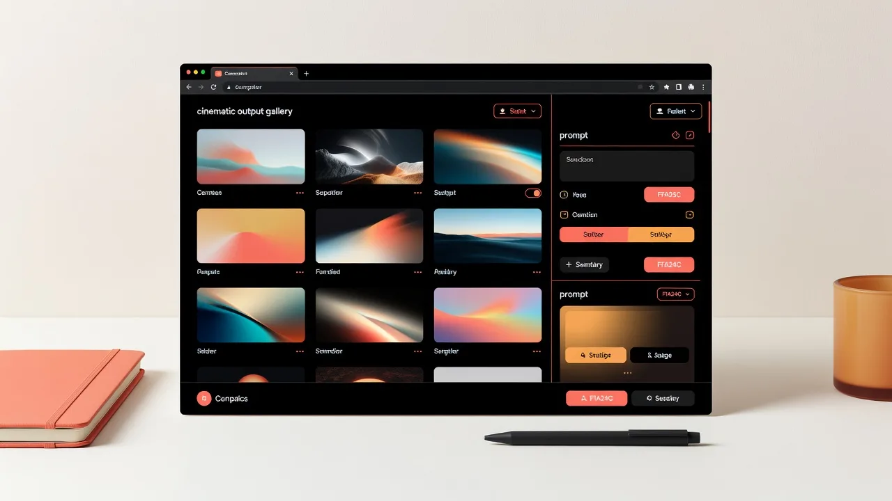 Cinematic AI video gallery generated in the VIBE web app